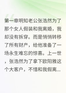 老公为小三假离婚我装傻三年报复小说(完结)-苏晴张浩然章节阅读