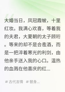 顾珩萧彻林殊薇小说大结局在哪看-结婚当天，我被他一剑穿心完整版免费阅读